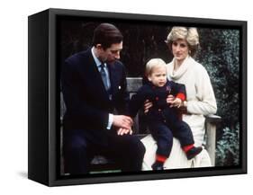 Prince Charles and Princess Diana with Prince William at Kensington Palace-null-Framed Stretched Canvas