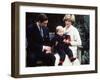 Prince Charles and Princess Diana with Prince William at Kensington Palace-null-Framed Photographic Print