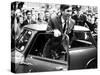 Prince Charles at Cambridge University Steps from His Mini Car on Arriving at Trinity College-null-Stretched Canvas