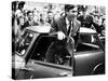 Prince Charles at Cambridge University Steps from His Mini Car on Arriving at Trinity College-null-Stretched Canvas