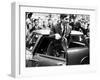 Prince Charles at Cambridge University Steps from His Mini Car on Arriving at Trinity College-null-Framed Photographic Print