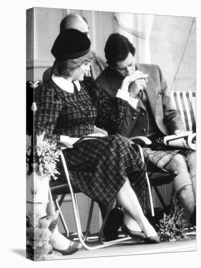 Prince Charles Kisses Hand of Princess Diana During the Braemar Games Near Balmoral Castle Scotland-null-Stretched Canvas