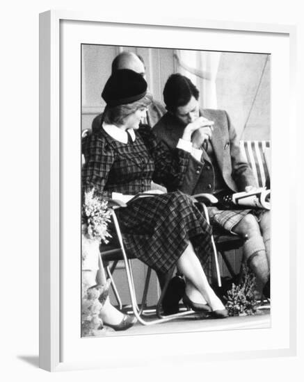 Prince Charles Kisses Hand of Princess Diana During the Braemar Games Near Balmoral Castle Scotland-null-Framed Photographic Print