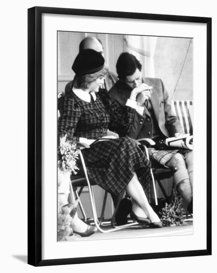 Prince Charles Kisses Hand of Princess Diana During the Braemar Games Near Balmoral Castle Scotland-null-Framed Photographic Print