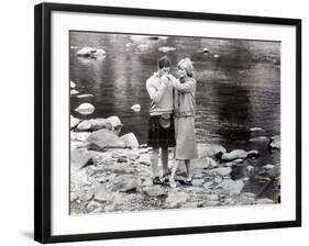 Prince Charles Kissing the Hand of Princess Diana While on Honeymoon at Balmoral Scotland, 1981-null-Framed Photographic Print