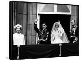 Prince Charles, Lady Diana, Queen Elizabeth II,Prince Philip on Balcony at Buckingham Palace-null-Framed Stretched Canvas