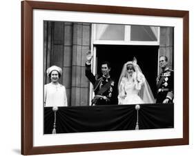 Prince Charles, Lady Diana, Queen Elizabeth II,Prince Philip on Balcony at Buckingham Palace-null-Framed Photographic Print