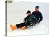 Prince Charles on a Sledge with Prince Harry While on Holiday in Klosters Switzerland January 1997-null-Stretched Canvas