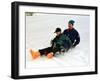 Prince Charles on a Sledge with Prince Harry While on Holiday in Klosters Switzerland January 1997-null-Framed Photographic Print