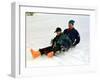 Prince Charles on a Sledge with Prince Harry While on Holiday in Klosters Switzerland January 1997-null-Framed Photographic Print