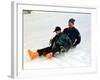 Prince Charles on a Sledge with Prince Harry While on Holiday in Klosters Switzerland January 1997-null-Framed Photographic Print