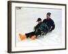 Prince Charles on a Sledge with Prince Harry While on Holiday in Klosters Switzerland January 1997-null-Framed Photographic Print