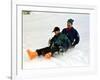 Prince Charles on a Sledge with Prince Harry While on Holiday in Klosters Switzerland January 1997-null-Framed Photographic Print