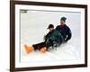 Prince Charles on a Sledge with Prince Harry While on Holiday in Klosters Switzerland January 1997-null-Framed Photographic Print