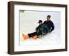 Prince Charles on a Sledge with Prince Harry While on Holiday in Klosters Switzerland January 1997-null-Framed Photographic Print