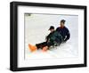 Prince Charles on a Sledge with Prince Harry While on Holiday in Klosters Switzerland January 1997-null-Framed Photographic Print