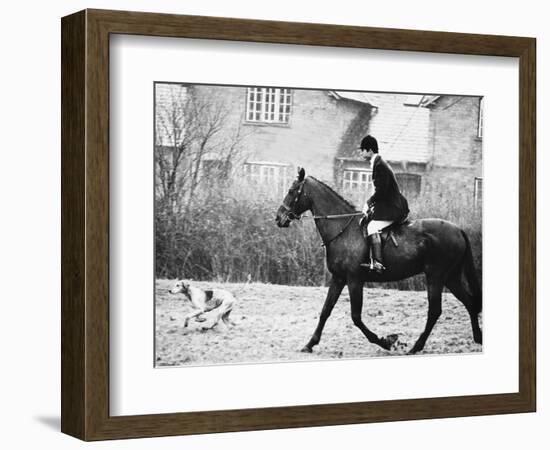 Prince Charles Prince of Wales Going Hunting on His Horse with His Dog March 1981-null-Framed Photographic Print