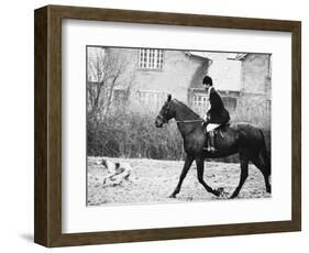 Prince Charles Prince of Wales Going Hunting on His Horse with His Dog March 1981-null-Framed Photographic Print