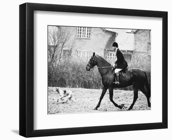 Prince Charles Prince of Wales Going Hunting on His Horse with His Dog March 1981-null-Framed Photographic Print