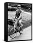 Prince Charles Riding Bike November 1983-null-Framed Stretched Canvas