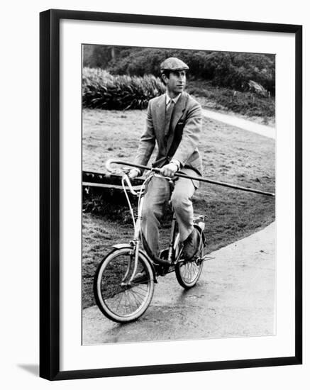 Prince Charles Riding Bike November 1983-null-Framed Photographic Print