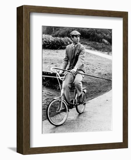 Prince Charles Riding Bike November 1983-null-Framed Photographic Print