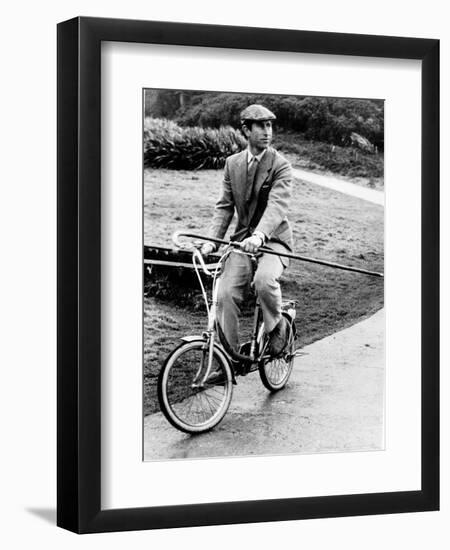 Prince Charles Riding Bike November 1983-null-Framed Photographic Print