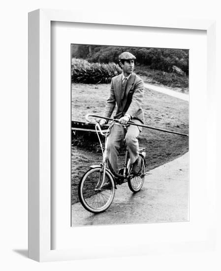 Prince Charles Riding Bike November 1983-null-Framed Photographic Print