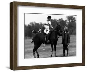 Prince Charles Sits on Horse in Polo Game July 1979-null-Framed Photographic Print