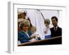 Prince Charles stands holding sons Prince William and Prince Harry with Princess Diana, Circa 1985-null-Framed Photographic Print