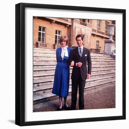 Prince Charles with His Fiancee Lady Diana Spencer After Announcing Their Engagement February 1981-null-Framed Photographic Print