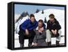 Prince Charles with His Two Sons Prince William and Prince Harry on the Ski Slopes in Klosters-null-Framed Stretched Canvas