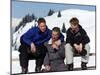 Prince Charles with His Two Sons Prince William and Prince Harry on the Ski Slopes in Klosters-null-Mounted Photographic Print