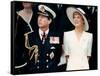 Prince Charles with Princess Diana at British forces homecoming-Associated Newspapers-Framed Stretched Canvas