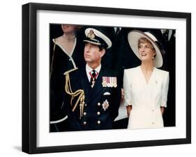 Prince Charles with Princess Diana at British forces homecoming-Associated Newspapers-Framed Photo