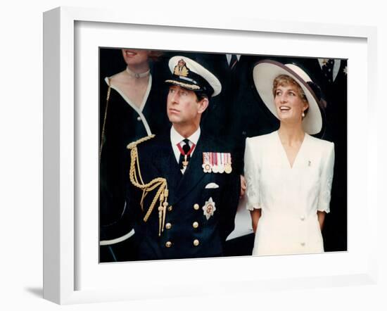 Prince Charles with Princess Diana at British forces homecoming-Associated Newspapers-Framed Photo
