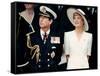 Prince Charles with Princess Diana at British forces homecoming-Associated Newspapers-Framed Stretched Canvas