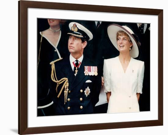 Prince Charles with Princess Diana at British forces homecoming-Associated Newspapers-Framed Photo