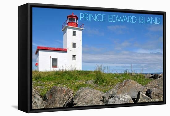 Prince Edward Island - Caribou Lighthouse-Lantern Press-Framed Stretched Canvas