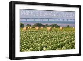 Prince Edward Island - Confederation Bridge and Hay Bales-Lantern Press-Framed Art Print