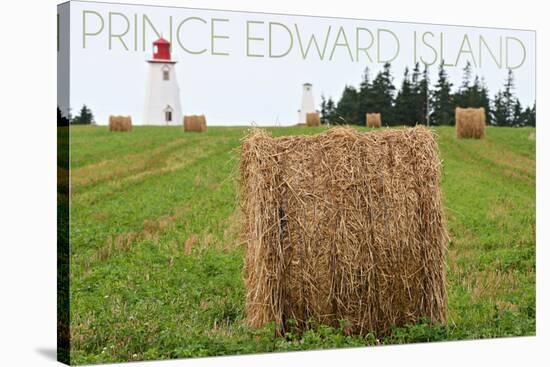 Prince Edward Island - Lighthouse and Farm-Lantern Press-Stretched Canvas