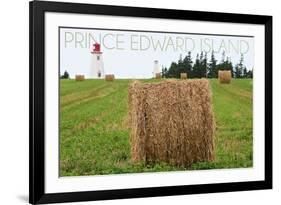 Prince Edward Island - Lighthouse and Farm-Lantern Press-Framed Premium Giclee Print