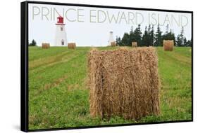 Prince Edward Island - Lighthouse and Farm-Lantern Press-Framed Stretched Canvas