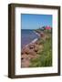 Prince Edward Island, Prim Point Shore and Waves with Red Roof House in Summer with Wildflowers-Bill Bachmann-Framed Photographic Print