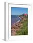 Prince Edward Island, Prim Point Shore and Waves with Red Roof House in Summer with Wildflowers-Bill Bachmann-Framed Photographic Print