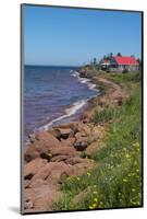 Prince Edward Island, Prim Point Shore and Waves with Red Roof House in Summer with Wildflowers-Bill Bachmann-Mounted Photographic Print