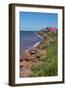 Prince Edward Island, Prim Point Shore and Waves with Red Roof House in Summer with Wildflowers-Bill Bachmann-Framed Photographic Print