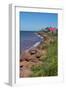 Prince Edward Island, Prim Point Shore and Waves with Red Roof House in Summer with Wildflowers-Bill Bachmann-Framed Photographic Print