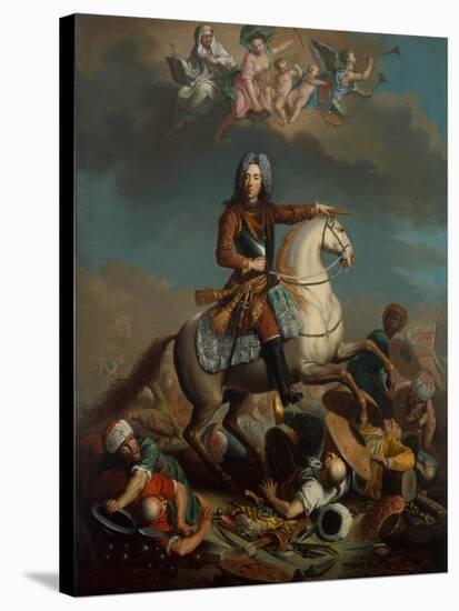 Prince Eugene of Savoy as the Conqueror of the Turks, C.1701-50-German School-Stretched Canvas