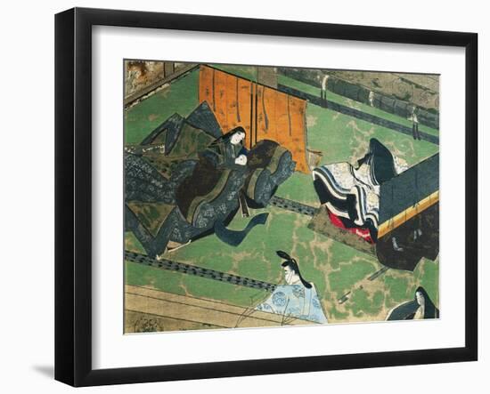 Prince Genji Visiting His Wife, Illustration for Tale of Genji, Japanese Novel-Murasaki Shikibu-Framed Giclee Print